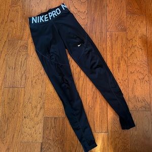 Nike Pro Black Full Length Athletic Leggings Stretch Work Out Gym Wear XS